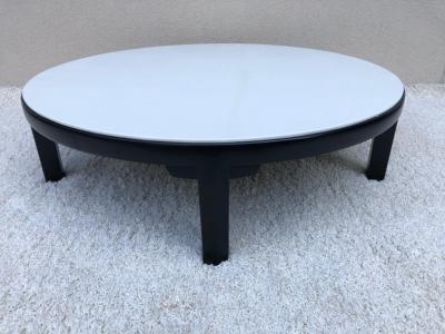 Edward Wormley Edward Wormley Dunbar off White Leather Top Dark Walnut Cocktail Table