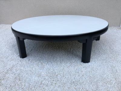 Edward Wormley Edward Wormley Dunbar off White Leather Top Dark Walnut Cocktail Table