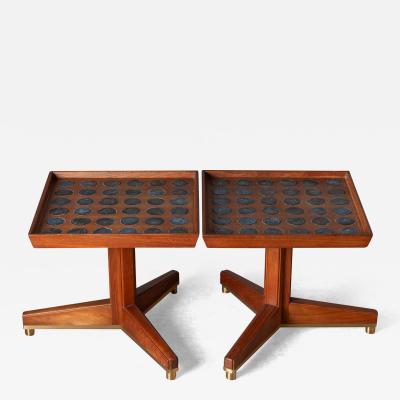 Edward Wormley Edward Wormley Janus Occasional Tables with Natzler Tiles for Dunbar