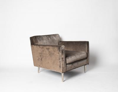 Edward Wormley Edward Wormley Lounge Chair for Dunbar Model 4872A Solid Brass Legs