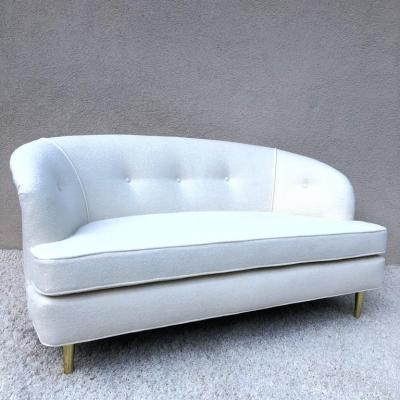 Edward Wormley Edward Wormley Loveseat Short Sofa Terry Chenille Fabric