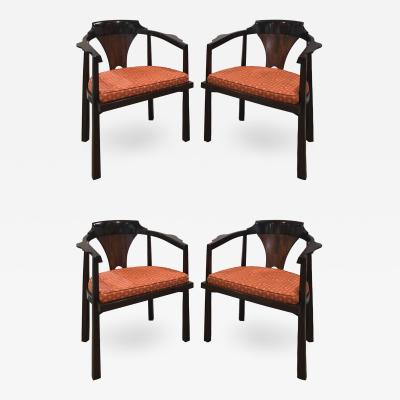 Edward Wormley Edward Wormley Set of 4 Dining Game Chairs in Walnut and Rosewood 1963 Signed 