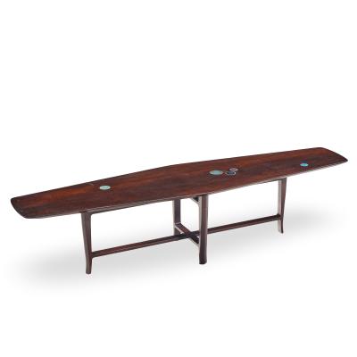 Edward Wormley Edward Wormley for Dunbar 5632 Walnut Mahogany with Natzler Tiles Coffee Table