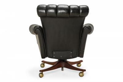 Edward Wormley Edward Wormley for Dunbar American In Clover Tufted Black Leather Office Chair