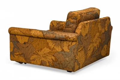 Edward Wormley Edward Wormley for Dunbar Big Texan Brown Leaf Pattern Upholstered Armchair