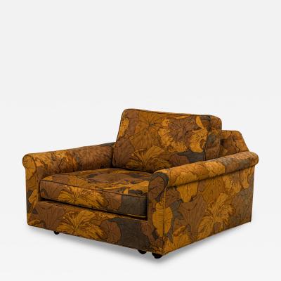Edward Wormley Edward Wormley for Dunbar Big Texan Brown Leaf Pattern Upholstered Armchair