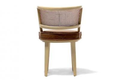 Edward Wormley Edward Wormley for Dunbar Bleached Mahogany Cane Swivel Vanity Stool c 1950