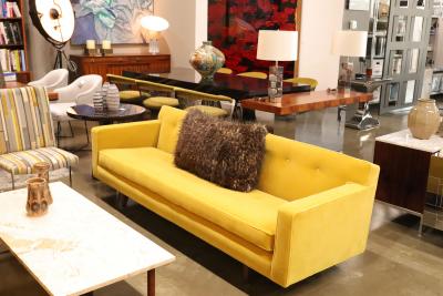 Edward Wormley Edward Wormley for Dunbar Bracket Back Sofa in Dijon Colored Mohair