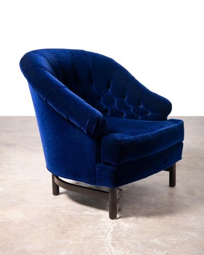 Edward Wormley Edward Wormley for Dunbar Custom Model 6793 Club Chairs in Sapphire Blue Mohair