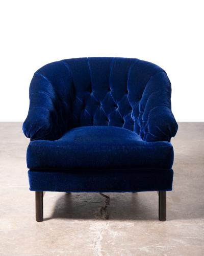 Edward Wormley Edward Wormley for Dunbar Custom Model 6793 Club Chairs in Sapphire Blue Mohair