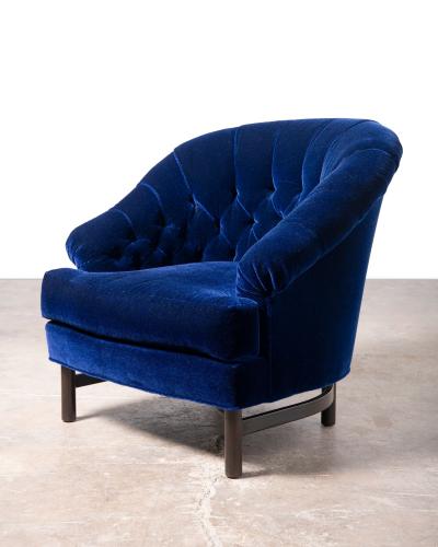 Edward Wormley Edward Wormley for Dunbar Custom Model 6793 Club Chairs in Sapphire Blue Mohair