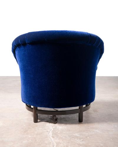Edward Wormley Edward Wormley for Dunbar Custom Model 6793 Club Chairs in Sapphire Blue Mohair