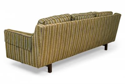 Edward Wormley Edward Wormley for Dunbar Green and Beige Striped Upholstered Three Seat Sofa