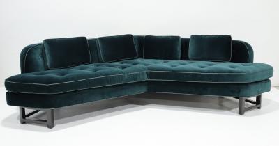 Edward Wormley Edward Wormley for Dunbar Janus Sofas in Raf Simons Velvet with Leather Trim