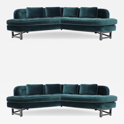 Edward Wormley Edward Wormley for Dunbar Janus Sofas in Raf Simons Velvet with Leather Trim