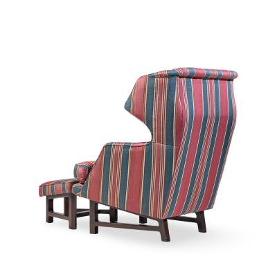 Edward Wormley Edward Wormley for Dunbar Janus Wingback Mahogany Lounge Chair and Ottoman