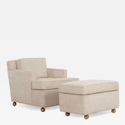 Edward Wormley Edward Wormley for Dunbar Lounge Chair and Ottoman on Casters 1965