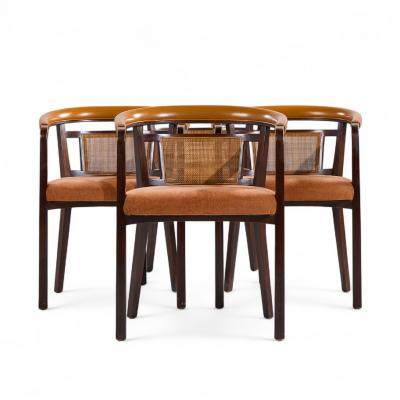 Edward Wormley Edward Wormley for Dunbar Mahogany and Cane Dining Chairs Set of 4