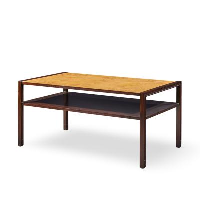 Edward Wormley Edward Wormley for Dunbar Mid Century 2 Tier Burlwood and Mahogany Coffee Table
