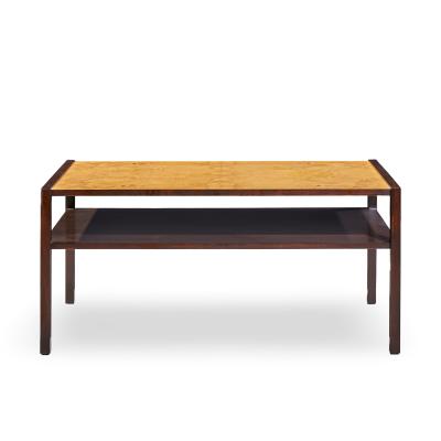 Edward Wormley Edward Wormley for Dunbar Mid Century 2 Tier Burlwood and Mahogany Coffee Table
