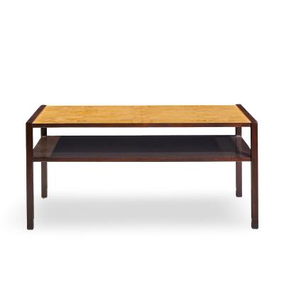 Edward Wormley Edward Wormley for Dunbar Mid Century 2 Tier Burlwood and Mahogany Coffee Table