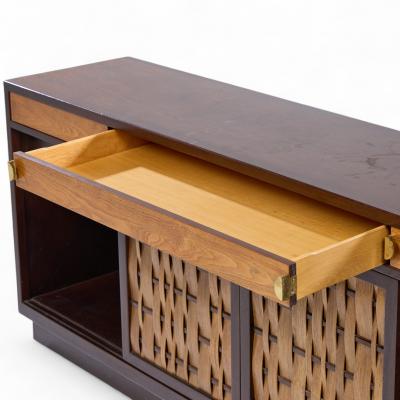 Edward Wormley Edward Wormley for Dunbar Mid Century Basketweave Rosewood and Mahogany Credenza