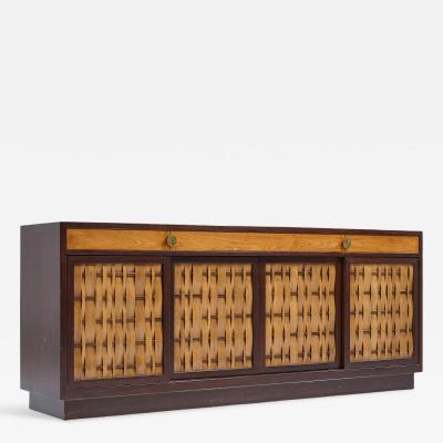 Edward Wormley Edward Wormley for Dunbar Mid Century Basketweave Rosewood and Mahogany Credenza