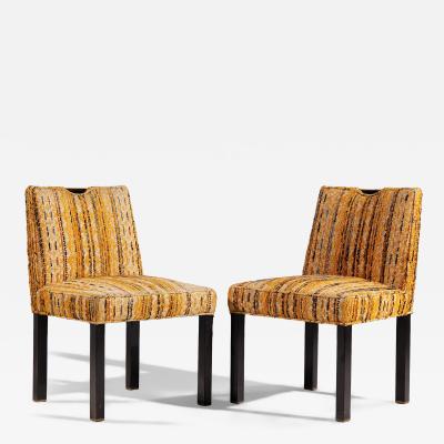 Edward Wormley Edward Wormley for Dunbar Mid Century Brass Handled Dining Chairs Pair