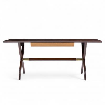 Edward Wormley Edward Wormley for Dunbar Mid Century Brass Walnut and Mahogany Console Table