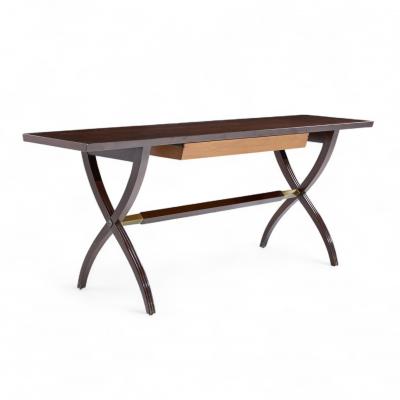 Edward Wormley Edward Wormley for Dunbar Mid Century Brass Walnut and Mahogany Console Table