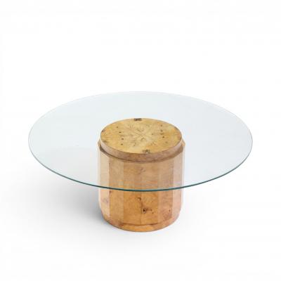 Edward Wormley Edward Wormley for Dunbar Mid Century Burlwood Pedestal Drum Coffee Table
