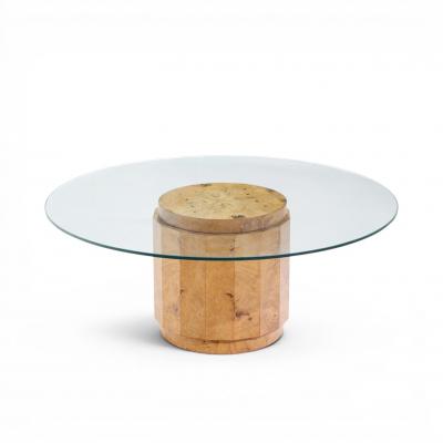 Edward Wormley Edward Wormley for Dunbar Mid Century Burlwood Pedestal Drum Coffee Table