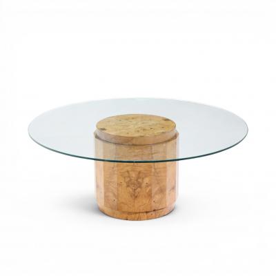 Edward Wormley Edward Wormley for Dunbar Mid Century Burlwood Pedestal Drum Coffee Table