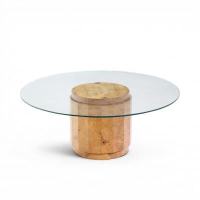 Edward Wormley Edward Wormley for Dunbar Mid Century Burlwood Pedestal Drum Coffee Table