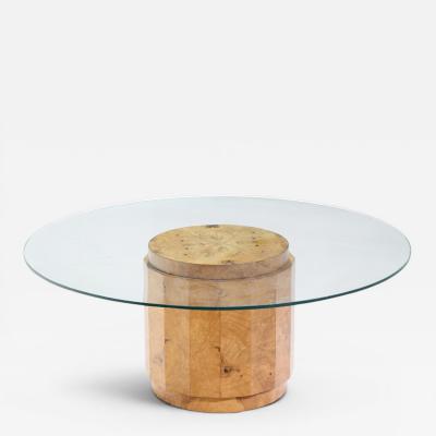 Edward Wormley Edward Wormley for Dunbar Mid Century Burlwood Pedestal Drum Coffee Table