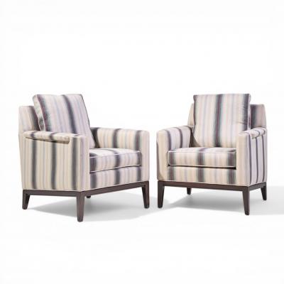 Edward Wormley Edward Wormley for Dunbar Mid Century Mahogany Lounge Chairs Pair