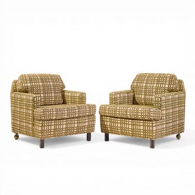 Edward Wormley Edward Wormley for Dunbar Mid Century Mahogany Lounge Chairs Pair