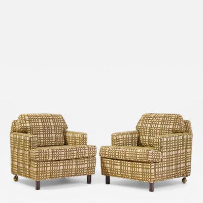 Edward Wormley Edward Wormley for Dunbar Mid Century Mahogany Lounge Chairs Pair