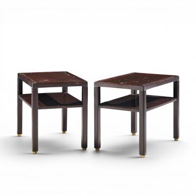 Edward Wormley Edward Wormley for Dunbar Mid Century Mahogany and Brass Side End Tables Pair