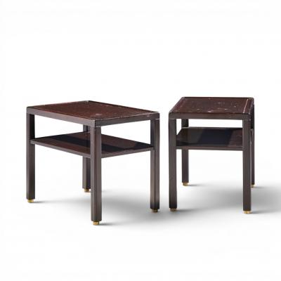 Edward Wormley Edward Wormley for Dunbar Mid Century Mahogany and Brass Side End Tables Pair