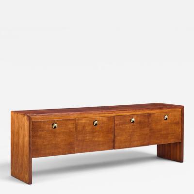 Edward Wormley Edward Wormley for Dunbar Mid Century Rosewood Oak and Brass Credenza