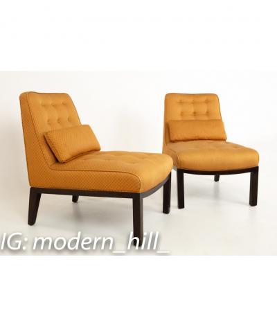 Edward Wormley Edward Wormley for Dunbar Mid Century Slipper Lounge Chairs Pair