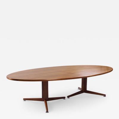 Edward Wormley Edward Wormley for Dunbar Mid Century Walnut Elliptical Conference Dining Table
