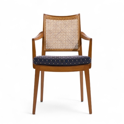 Edward Wormley Edward Wormley for Dunbar Mid Century Walnut and Cane Dining Chairs Set of 8