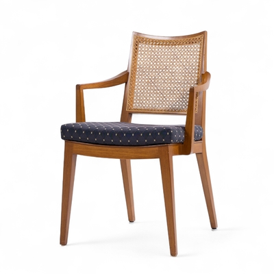 Edward Wormley Edward Wormley for Dunbar Mid Century Walnut and Cane Dining Chairs Set of 8