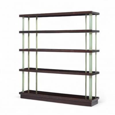 Edward Wormley Edward Wormley for Dunbar Model 4568 Lacquered Steel and Mahogany Bookcase