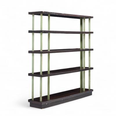Edward Wormley Edward Wormley for Dunbar Model 4568 Lacquered Steel and Mahogany Bookcase