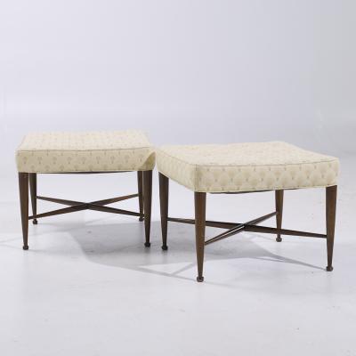 Edward Wormley Edward Wormley for Dunbar Model 5002 Mid Century Thebes Mahogany Stools Pair