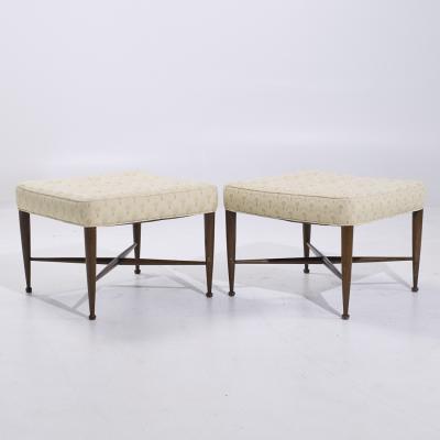 Edward Wormley Edward Wormley for Dunbar Model 5002 Mid Century Thebes Mahogany Stools Pair