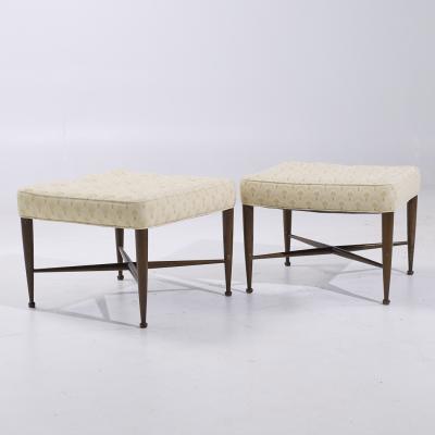Edward Wormley Edward Wormley for Dunbar Model 5002 Mid Century Thebes Mahogany Stools Pair